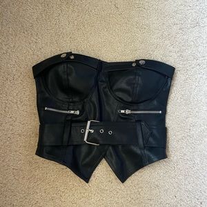 Leather bustier belt top